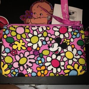 RARE Vera Bradley Mickey Mouse Flowers Zip ID Disney Parks Retired NWT